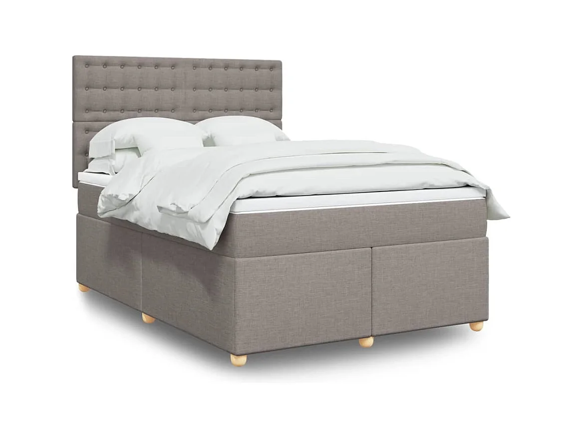 Sommier à lattes de lit avec matelas Taupe 140x200 cm Tissu