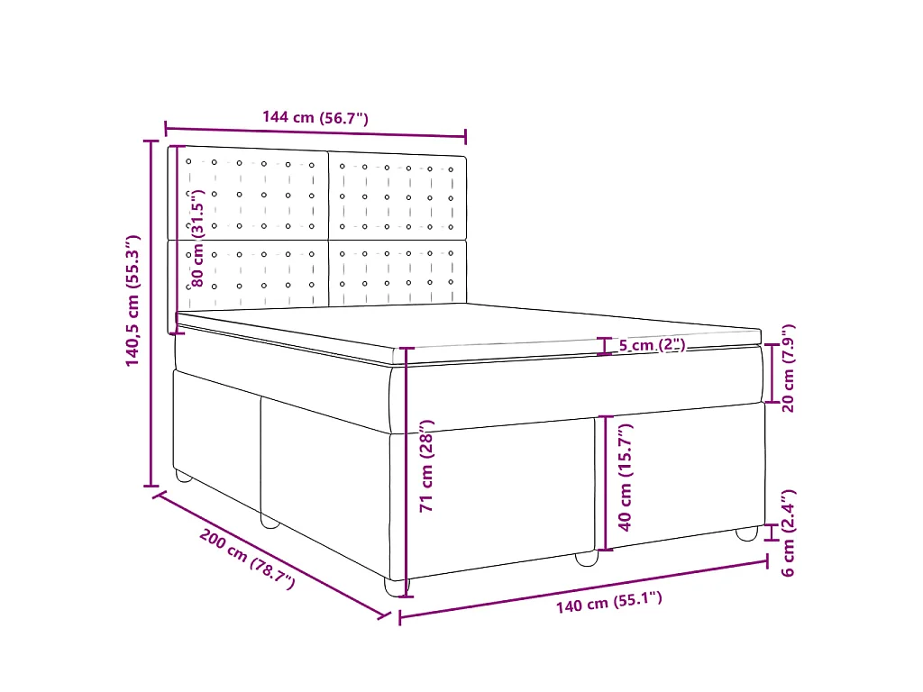 Boxspring met matras stof taupe 140x200 cm