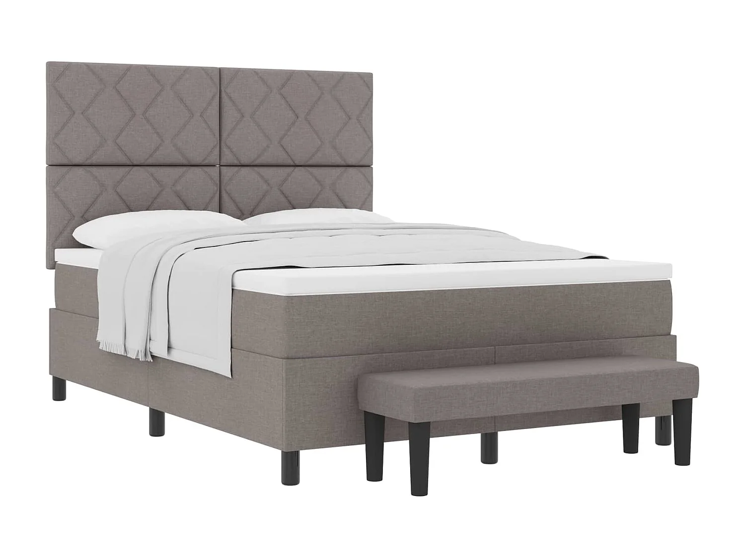 Lit à ressorts avec matelas Taupe 160 x 200 cm tissu