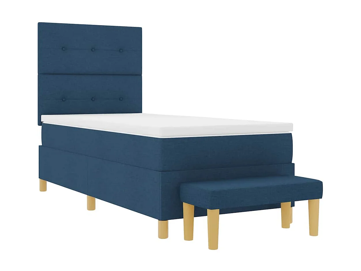 Letto a molle con testiera Blu 190 x 90 cm Tessuto