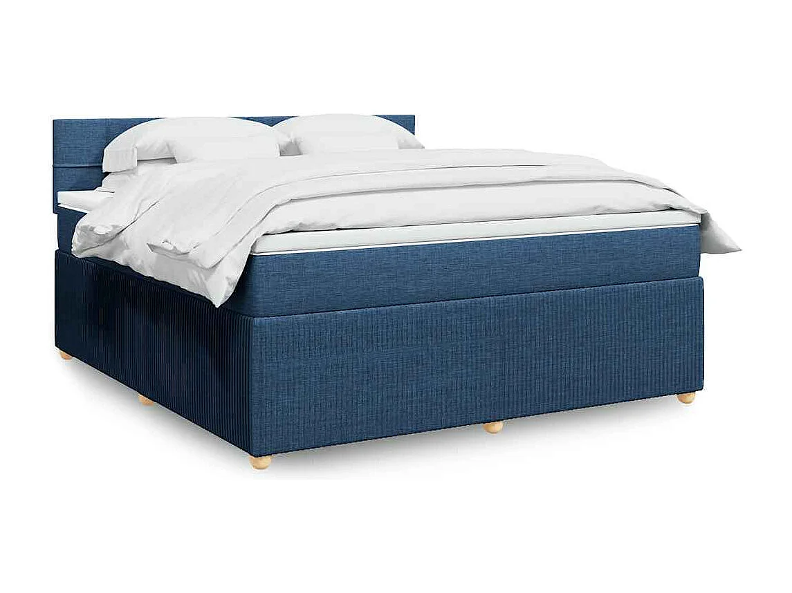 Boxspringbett mit Matratze Blau 180x200 cm Stoff