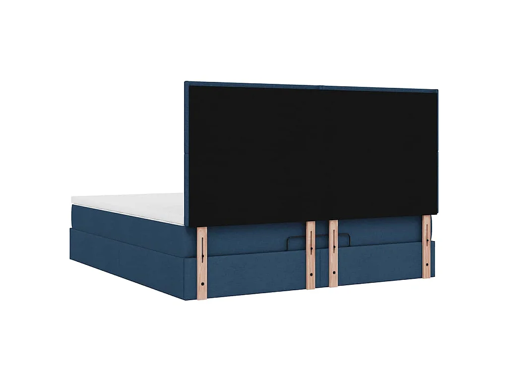 Cadre de lit ottoman avec matelas bleu 160x200 cm tissu