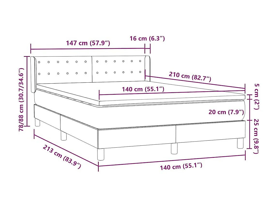 Boxspringbett mit Matratze Rosa 140x210 cm Samt