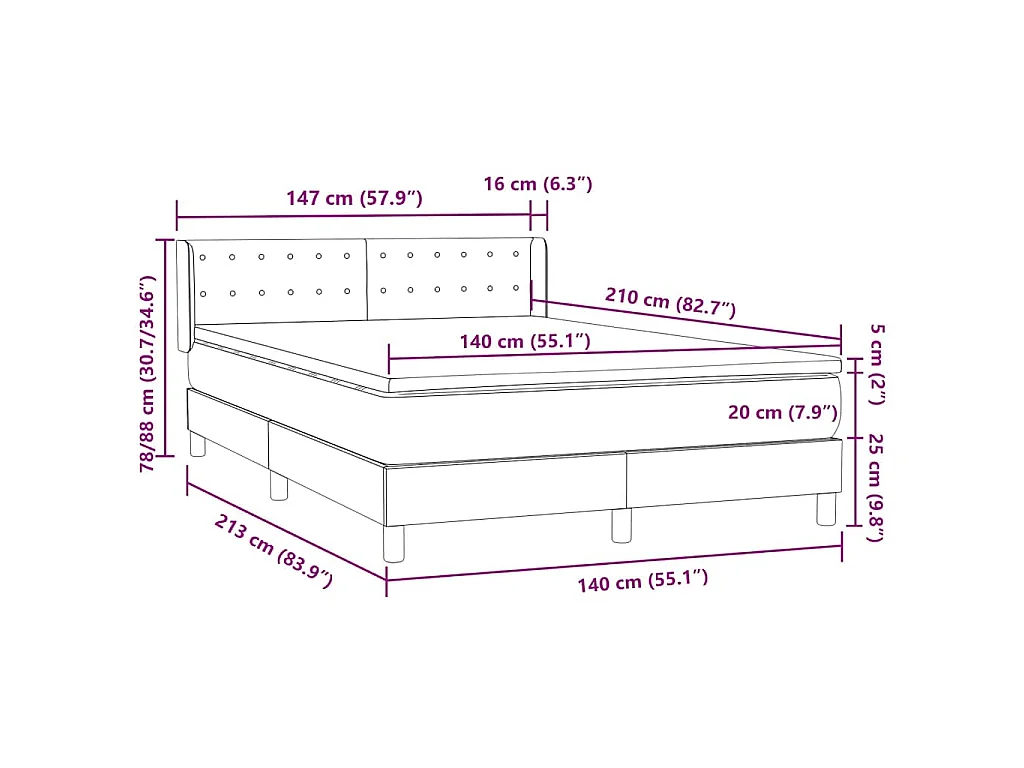 Boxspringbett mit Matratze Rosa 140x210 cm Samt