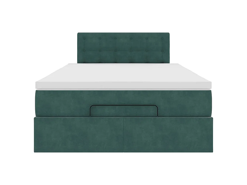 Cama otomana con colchón&LED terciopelo verde oscuro 120x190cm