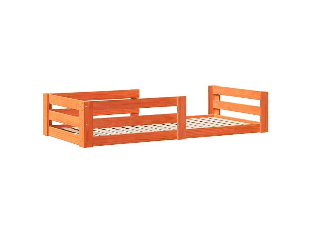 Bedframe zonder matras massief grenenhout wasbruin 90x200 cm