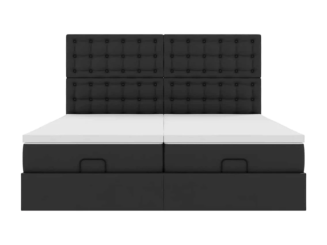 Ottoman-Bett mit Matratzen Schwarz 160x200 cm Kunstleder