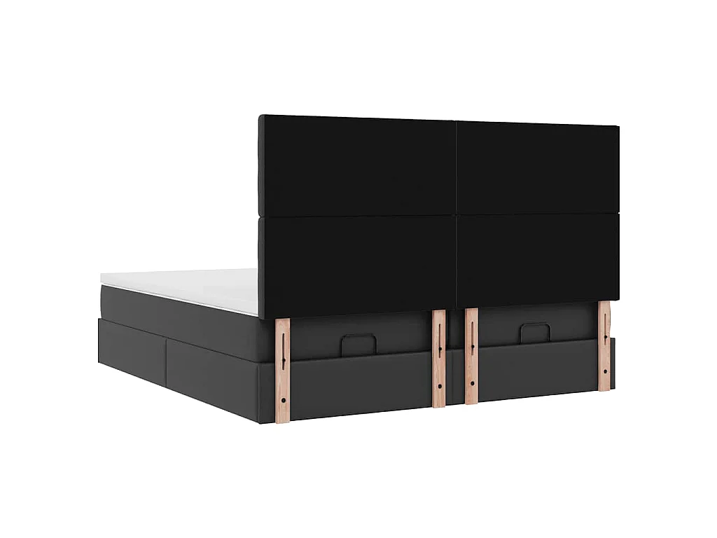 Struttura Letto Pouf con Materassi Nero 160x200 cm Similpelle