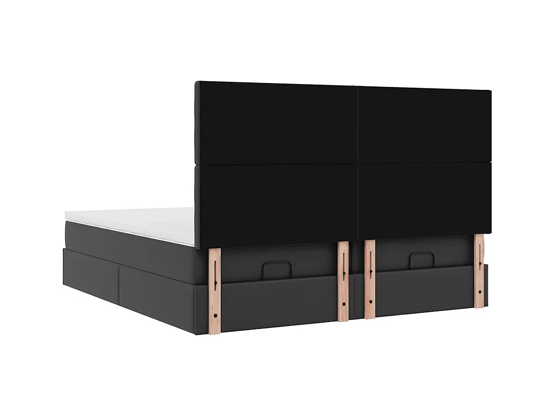 Estrutura de cama otomana com colchões pele artificial preta