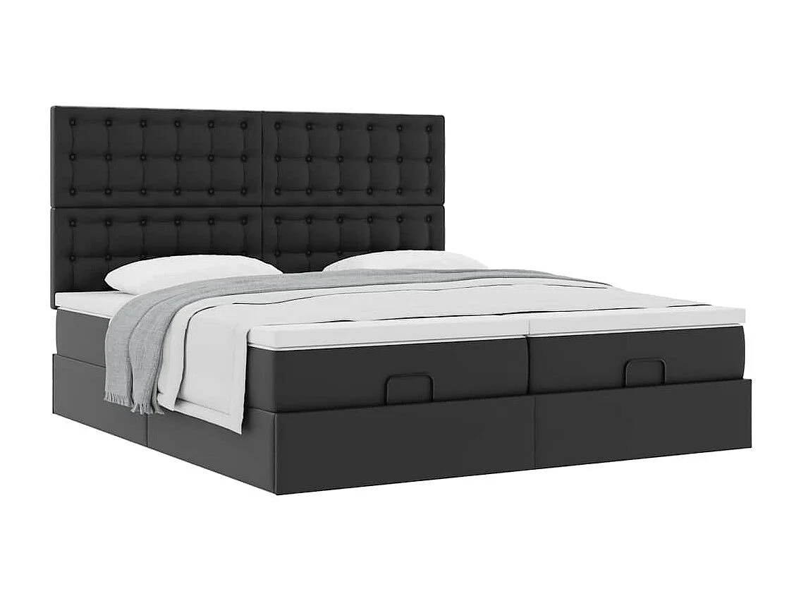 Cadre de lit ottoman avec matelas noir 180x200 cm similicuir