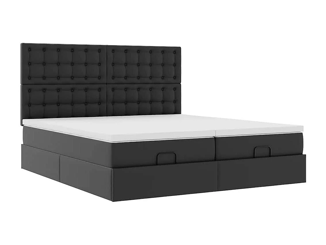 Cadre de lit ottoman avec matelas noir 180x200 cm similicuir