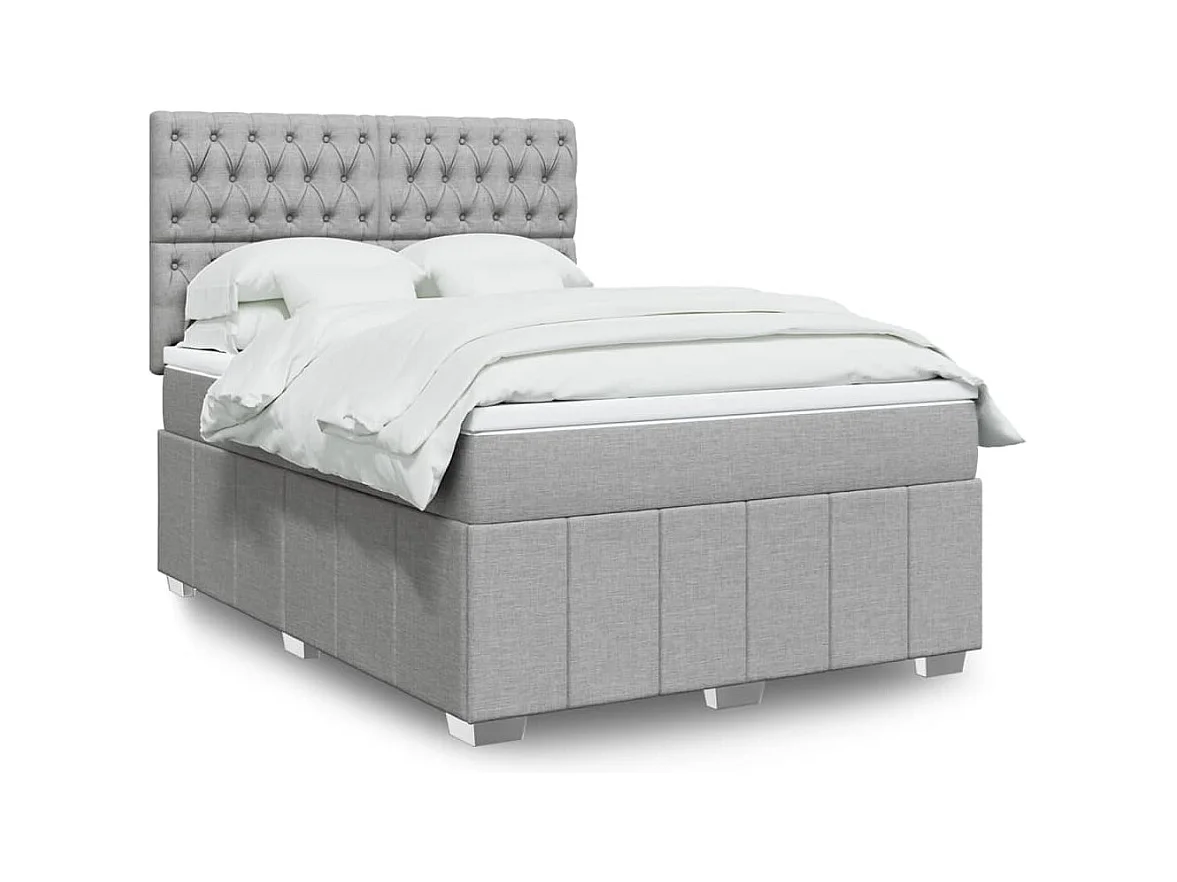 Boxspringbett mit Matratze Hellgrau 140x200 cm Stoff