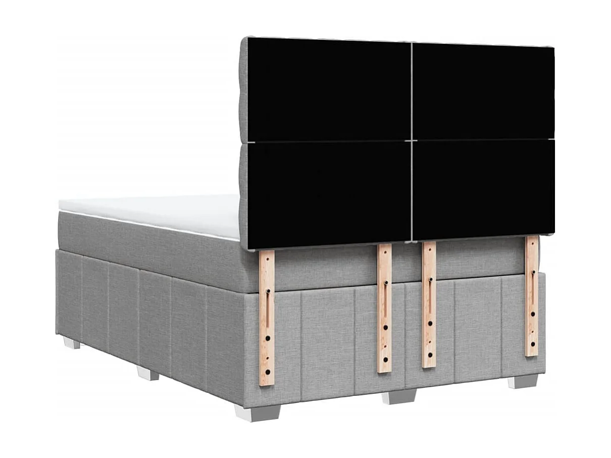 Giroletto a Molle con Materasso Grigio Chiaro 140x200cm Tessuto