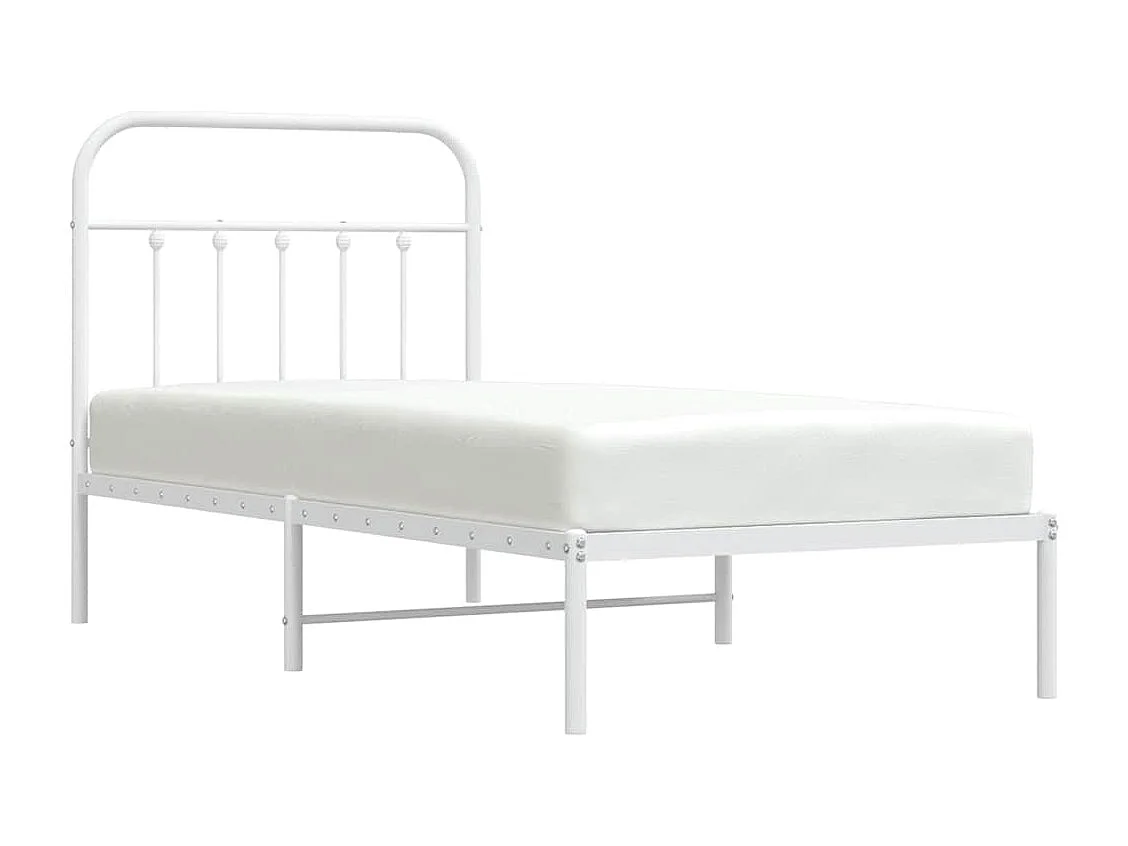Cadre de lit métal sans matelas avec tête de lit blanc 90x190cm