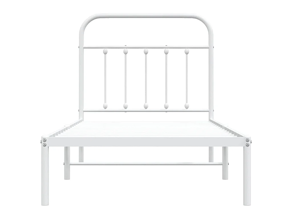 Bedframe met hoofdbord metaal wit 90x190 cm