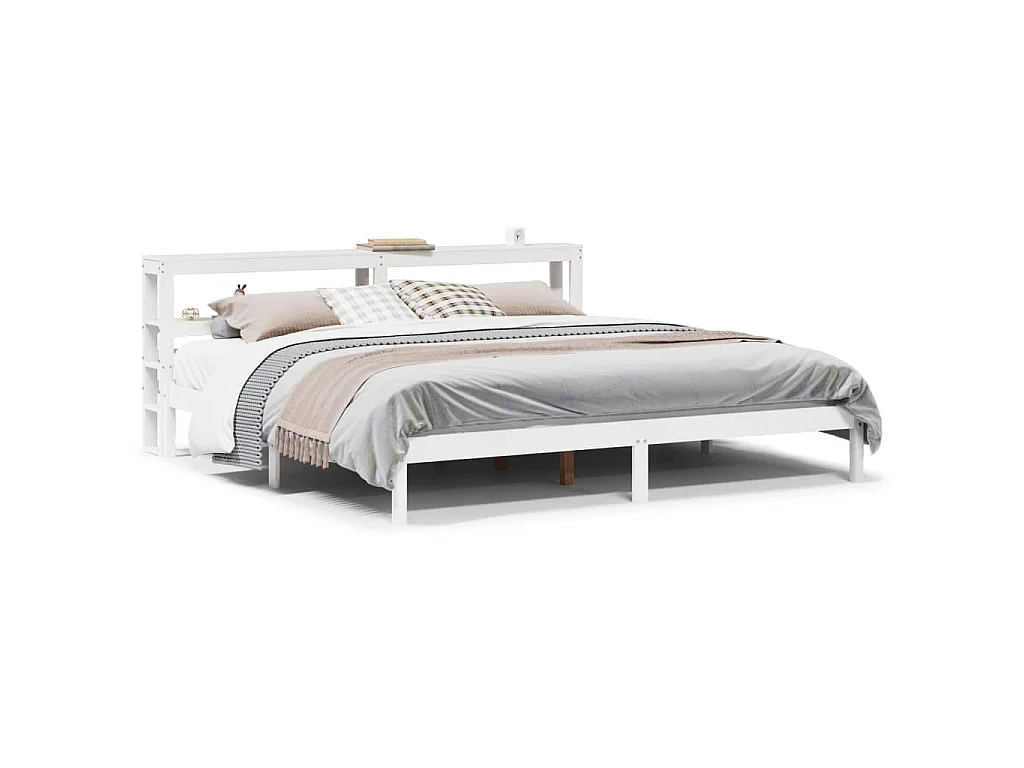Cadre de lit sans matelas blanc 180x200 cm bois massif de pin