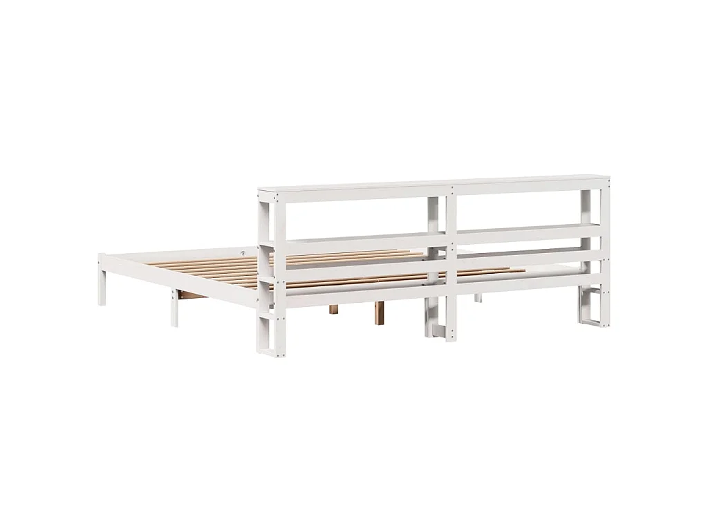 Cadre de lit sans matelas blanc 180x200 cm bois massif de pin