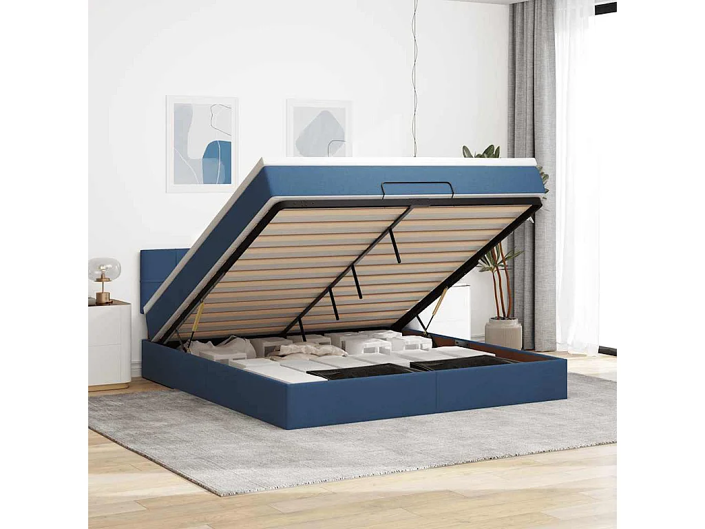 Ottoman bed met matras 180x200cm stof blauw