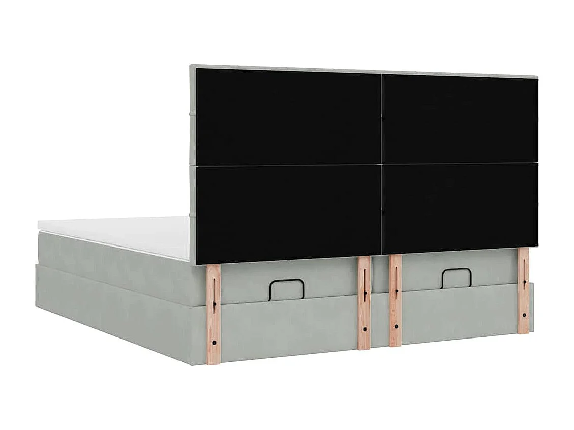 Cadre de lit ottoman et matelas gris clair 160x200cm velours