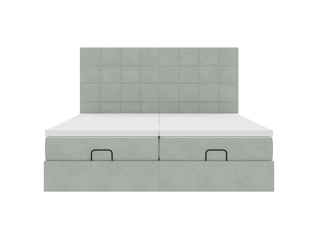 Ottoman bed met matrassen 160x200cm fluweel lichtgrijs