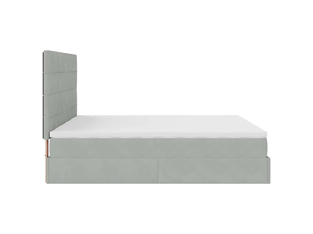 Ottoman bed met matrassen 160x200cm fluweel lichtgrijs
