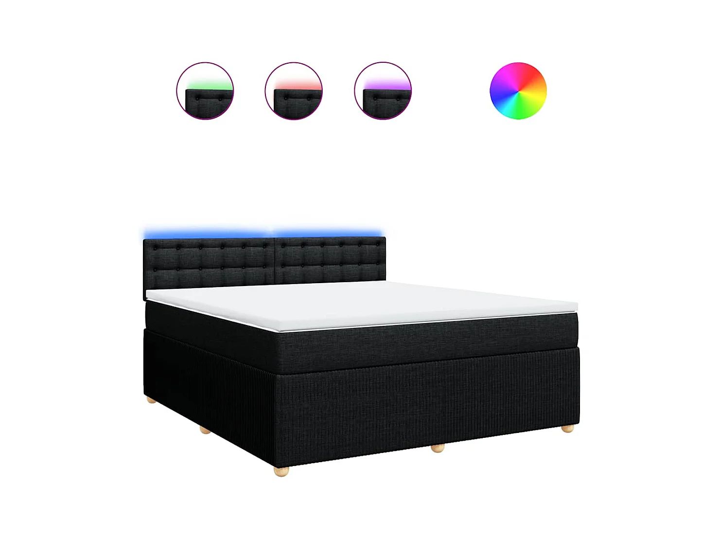 Sommier à lattes de lit avec matelas Noir 180x200 cm Tissu