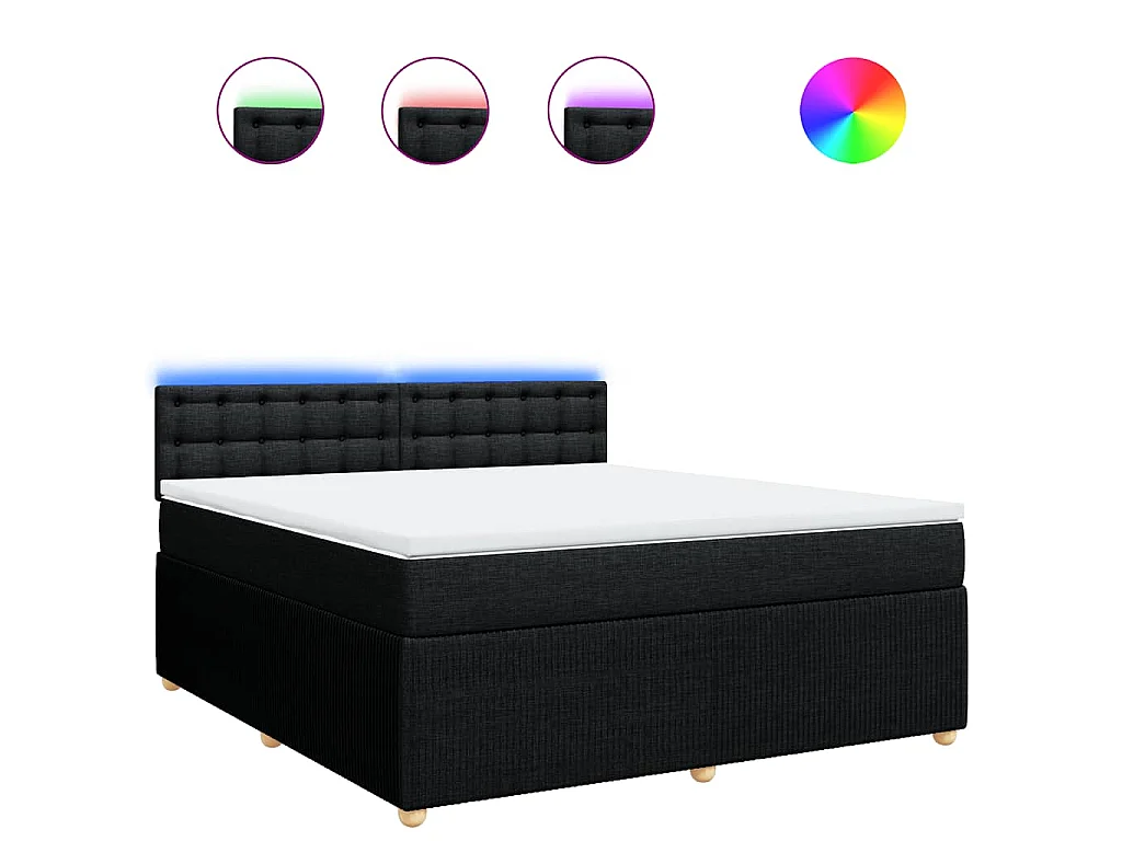 Boxspringbett mit Matratze Schwarz 180x200 cm Stoff