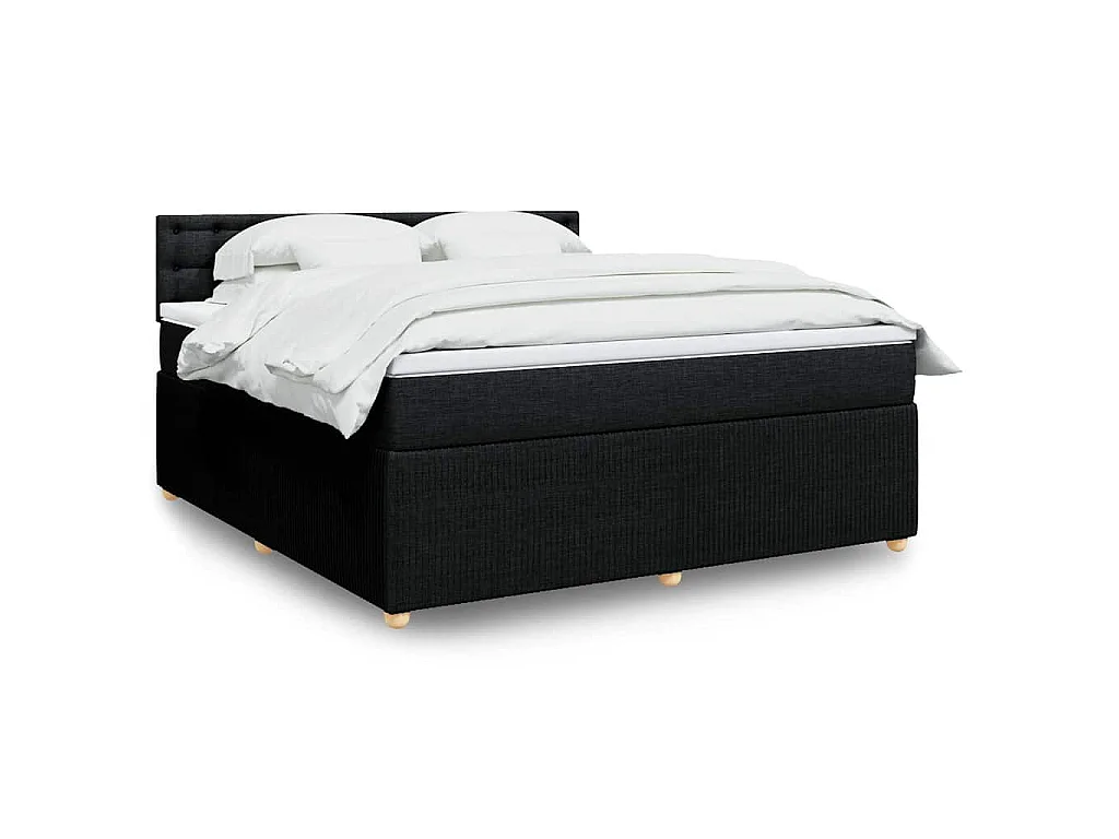 Boxspringbett mit Matratze Schwarz 180x200 cm Stoff