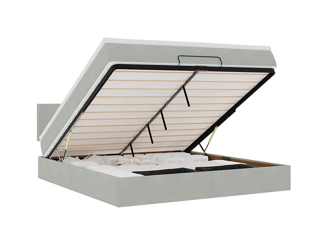 Ottoman-Bett mit Matratze Hellgrau 160x200 cm Samt