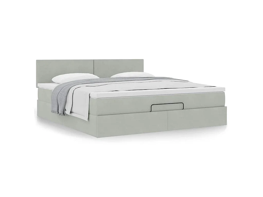 Estructura de cama otomana con colchón gris claro 160x200cm
