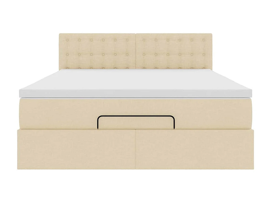 Pouf Letto con Materasso Crema 140x200 cm in Tessuto