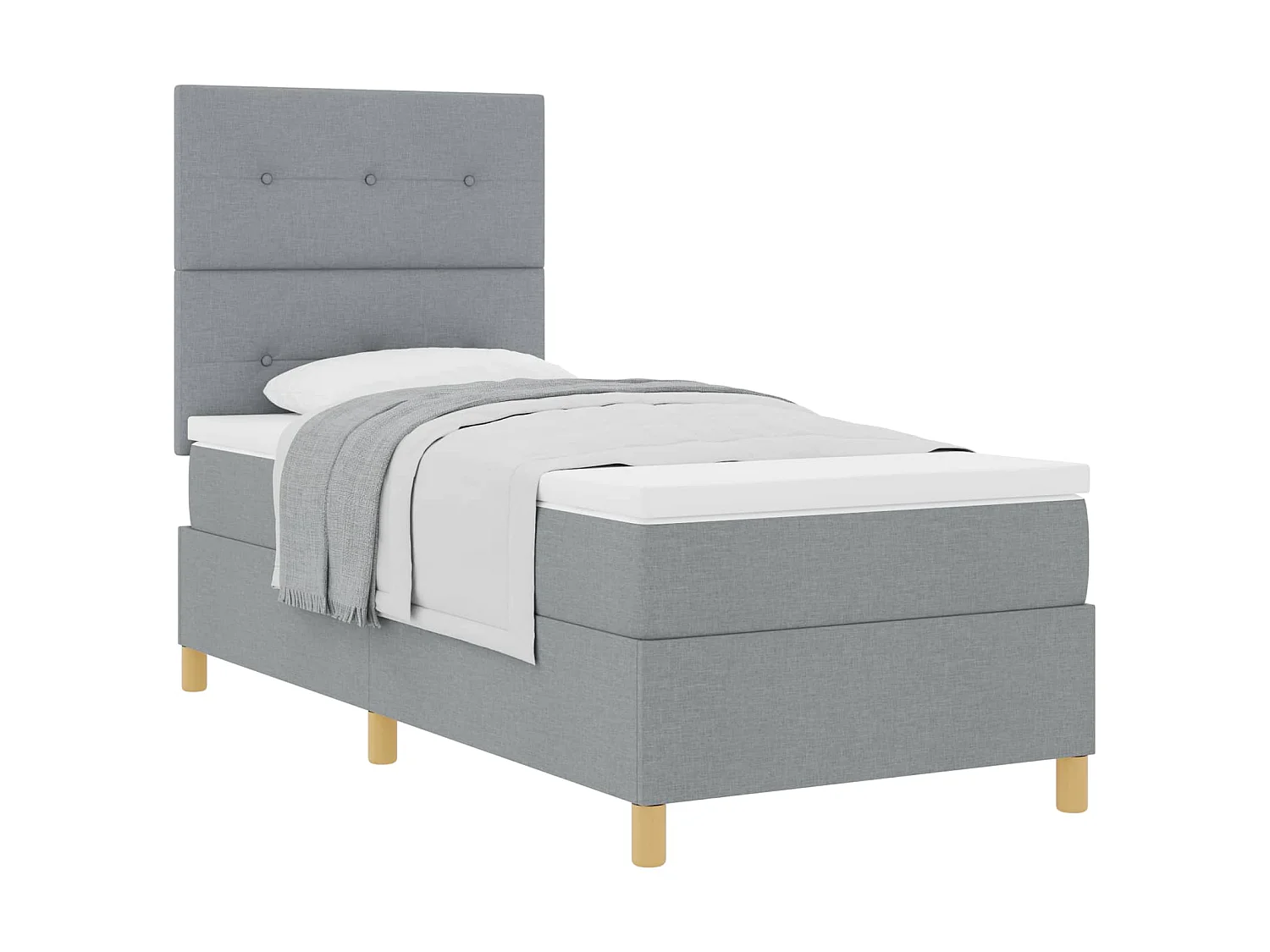 Boxspringbed met hoofdeinde Lichtgrijs 90 x 200 cm Stof