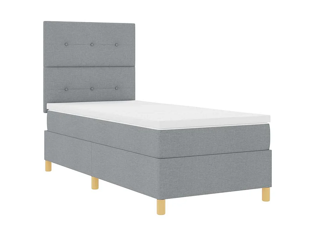 Boxspringbed met hoofdeinde Lichtgrijs 90 x 200 cm Stof