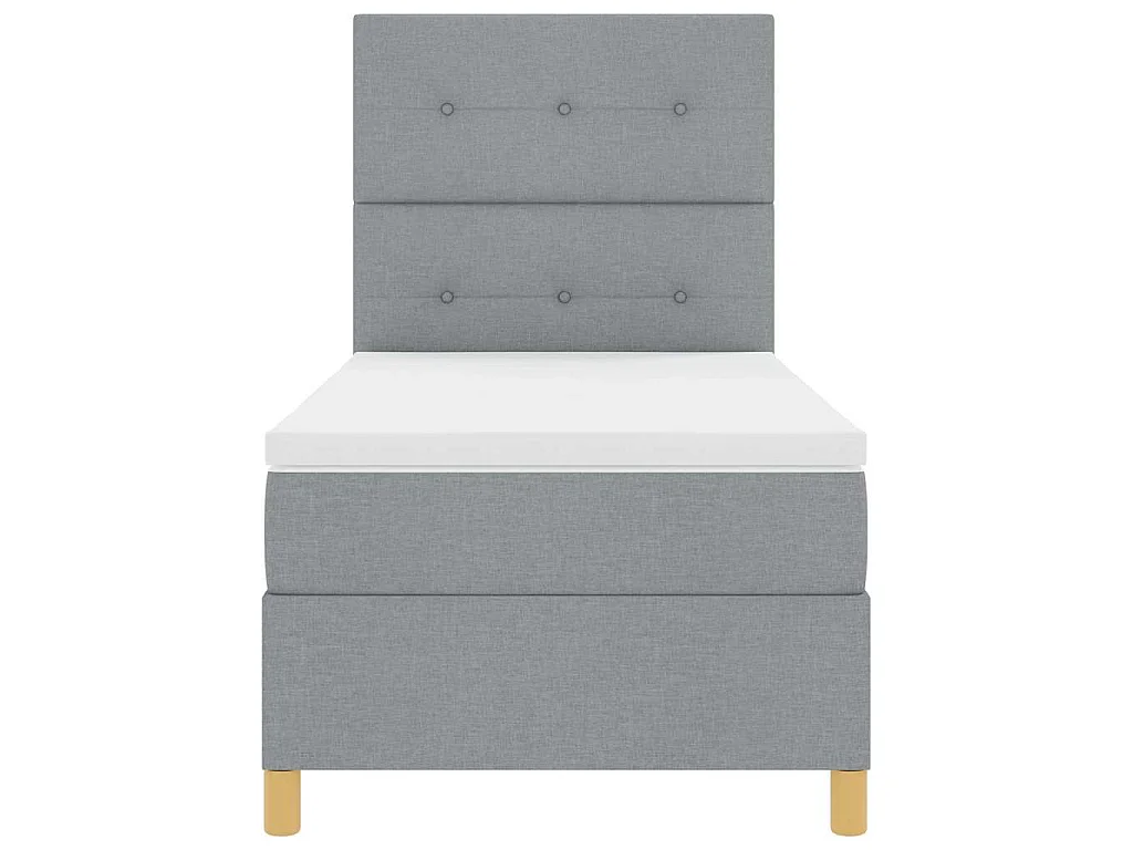 Boxspringbed met hoofdeinde Lichtgrijs 90 x 200 cm Stof