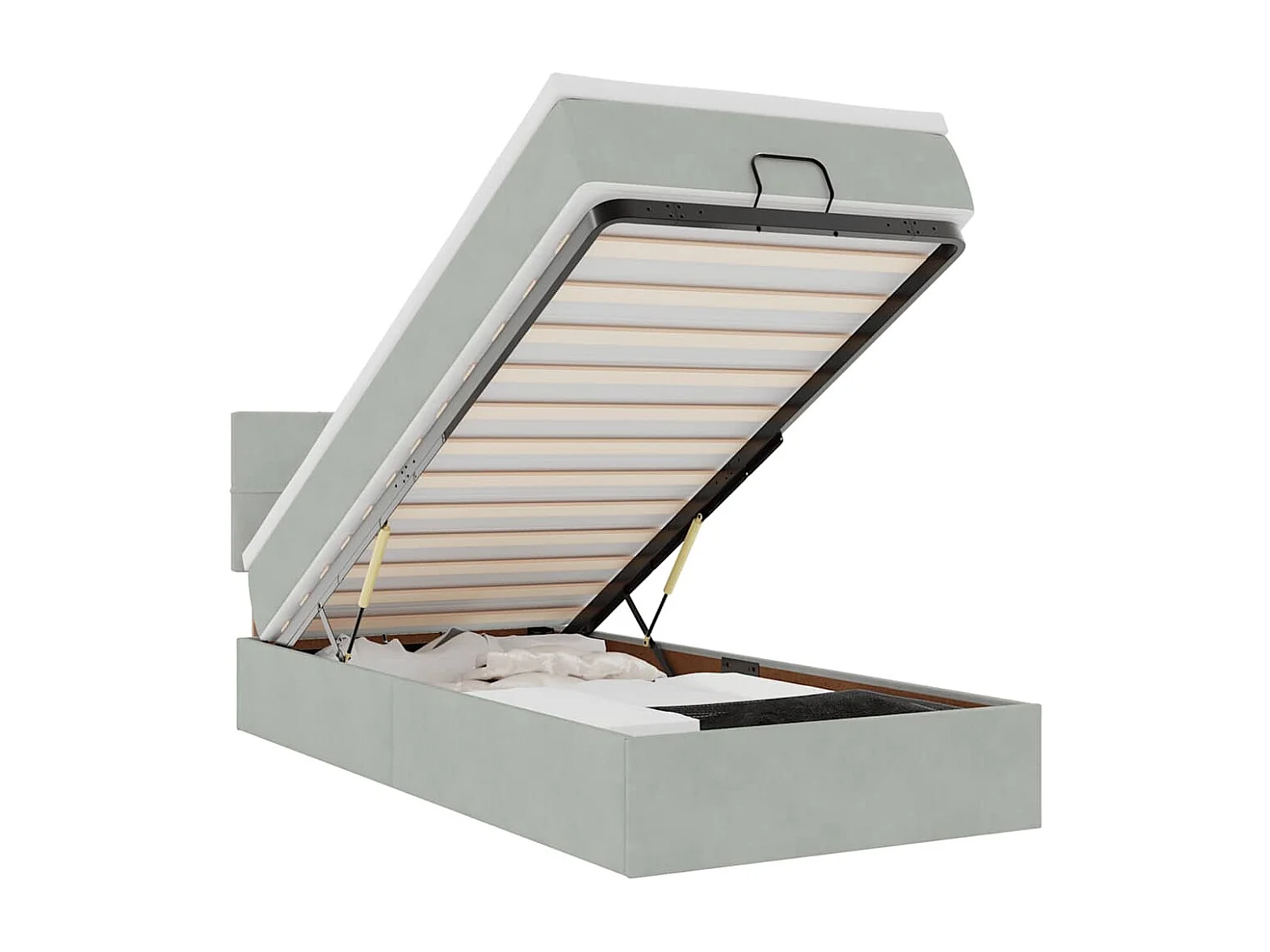 Ottoman bed met matras 90x190cm fluweel lichtgrijs