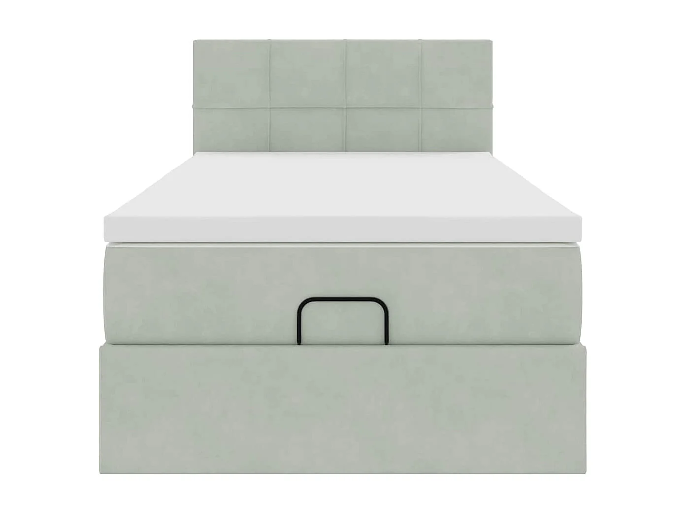 Cadre de lit ottoman et matelas gris clair 90x190 cm velours