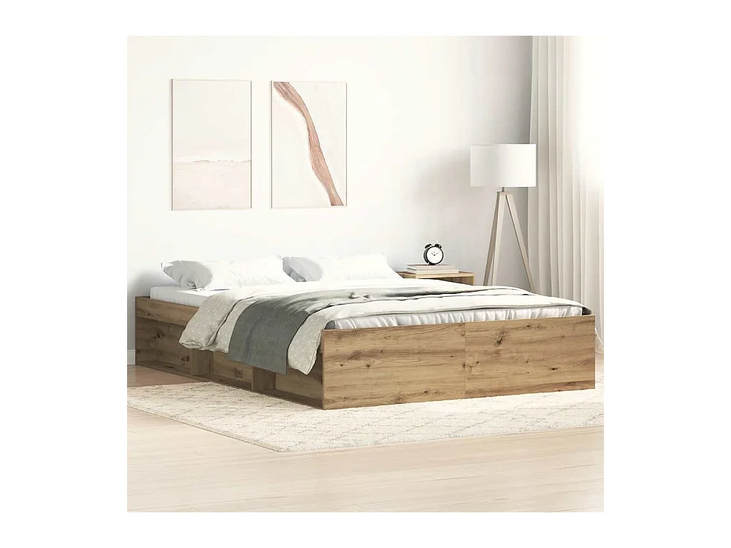 Cadre de lit sans matelas chêne artisanal 160x200 cm