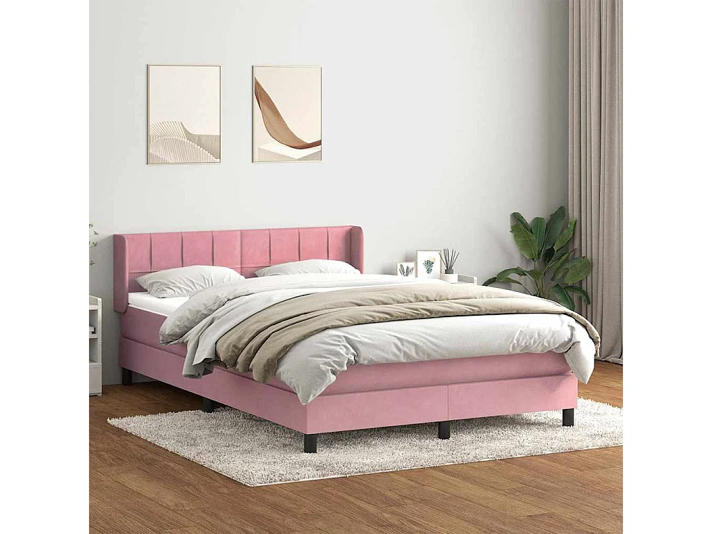 Boxspringbett mit Matratze Rosa 140x210 cm Samt