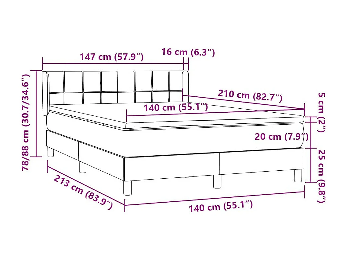 Boxspringbett mit Matratze Rosa 140x210 cm Samt