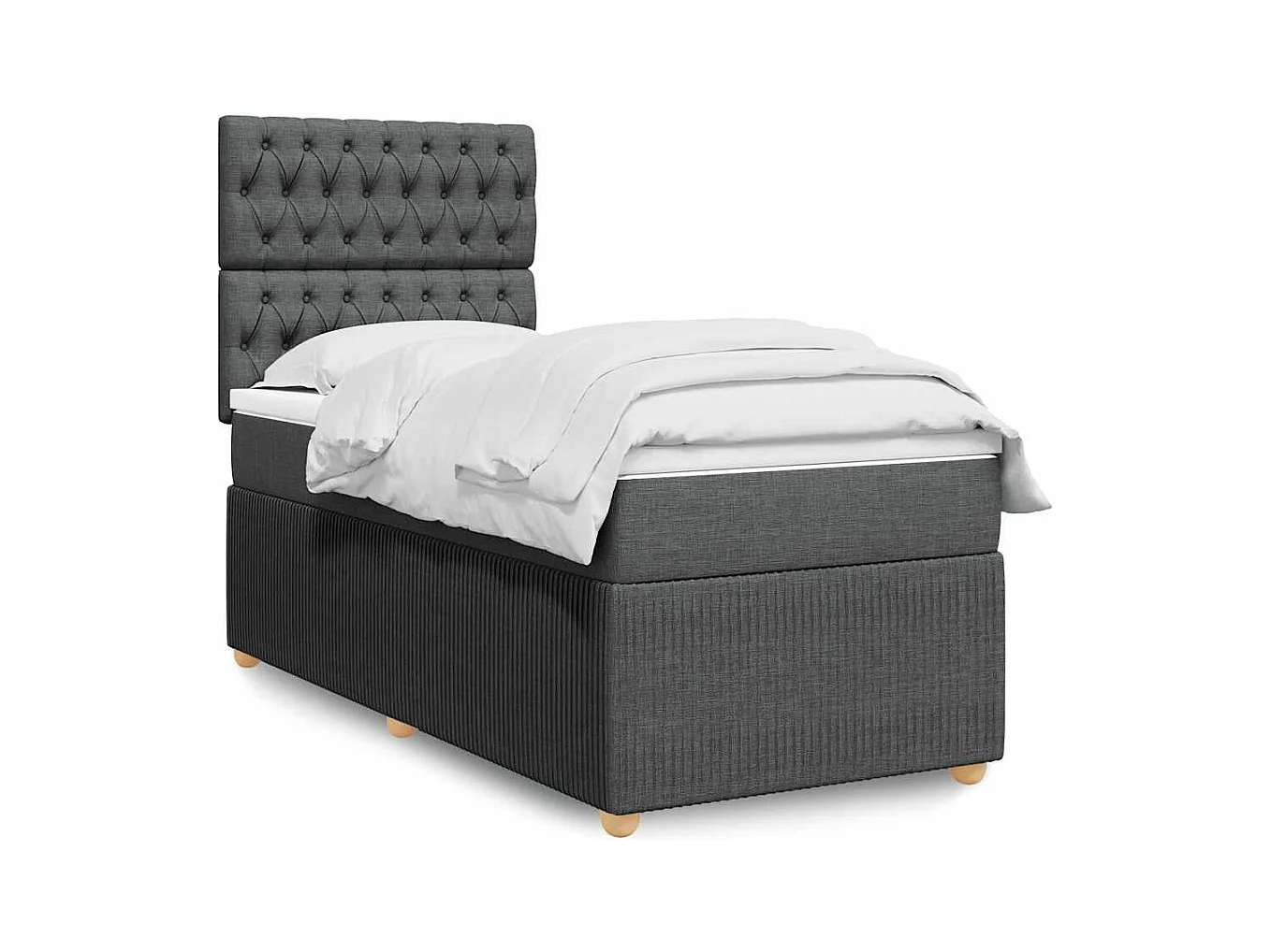 Boxspring met matras stof donkergrijs 90x200 cm