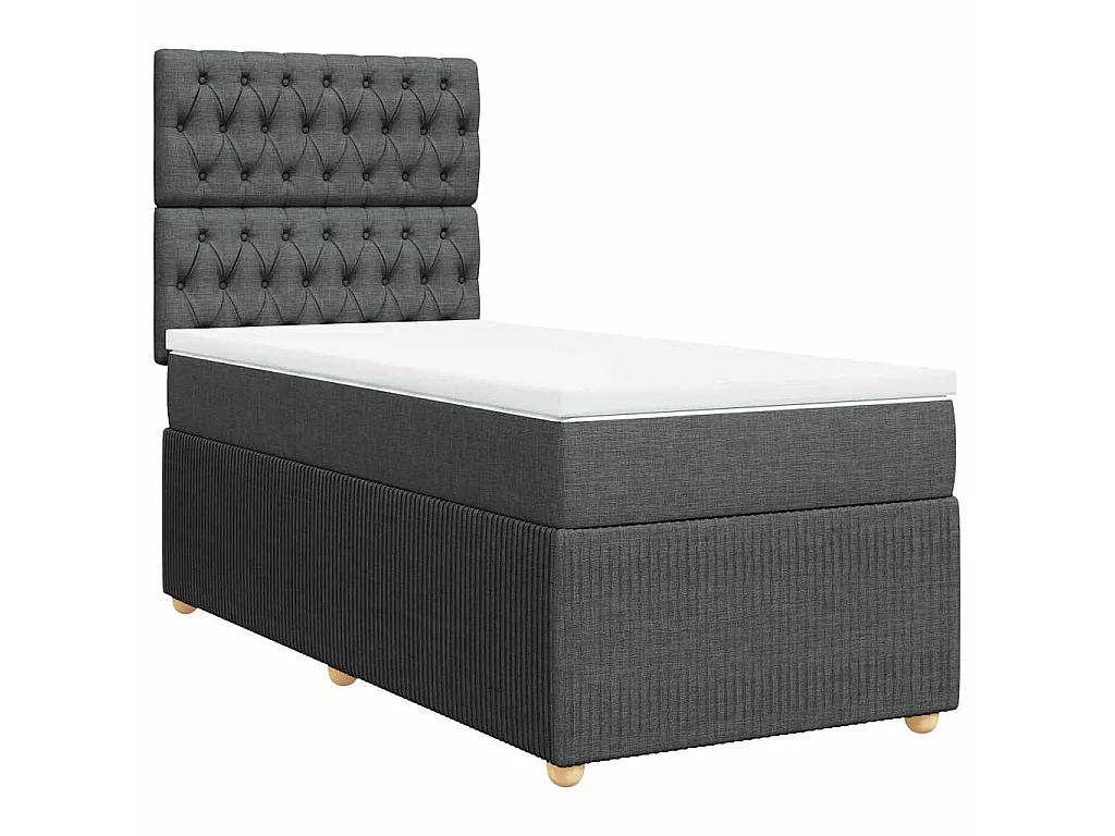 Boxspringbett mit Matratze Dunkelgrau 90x200 cm Stoff
