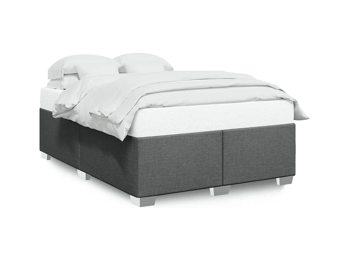 Estrutura de cama sem colchão 140x200 cm tecido cinzento-escuro