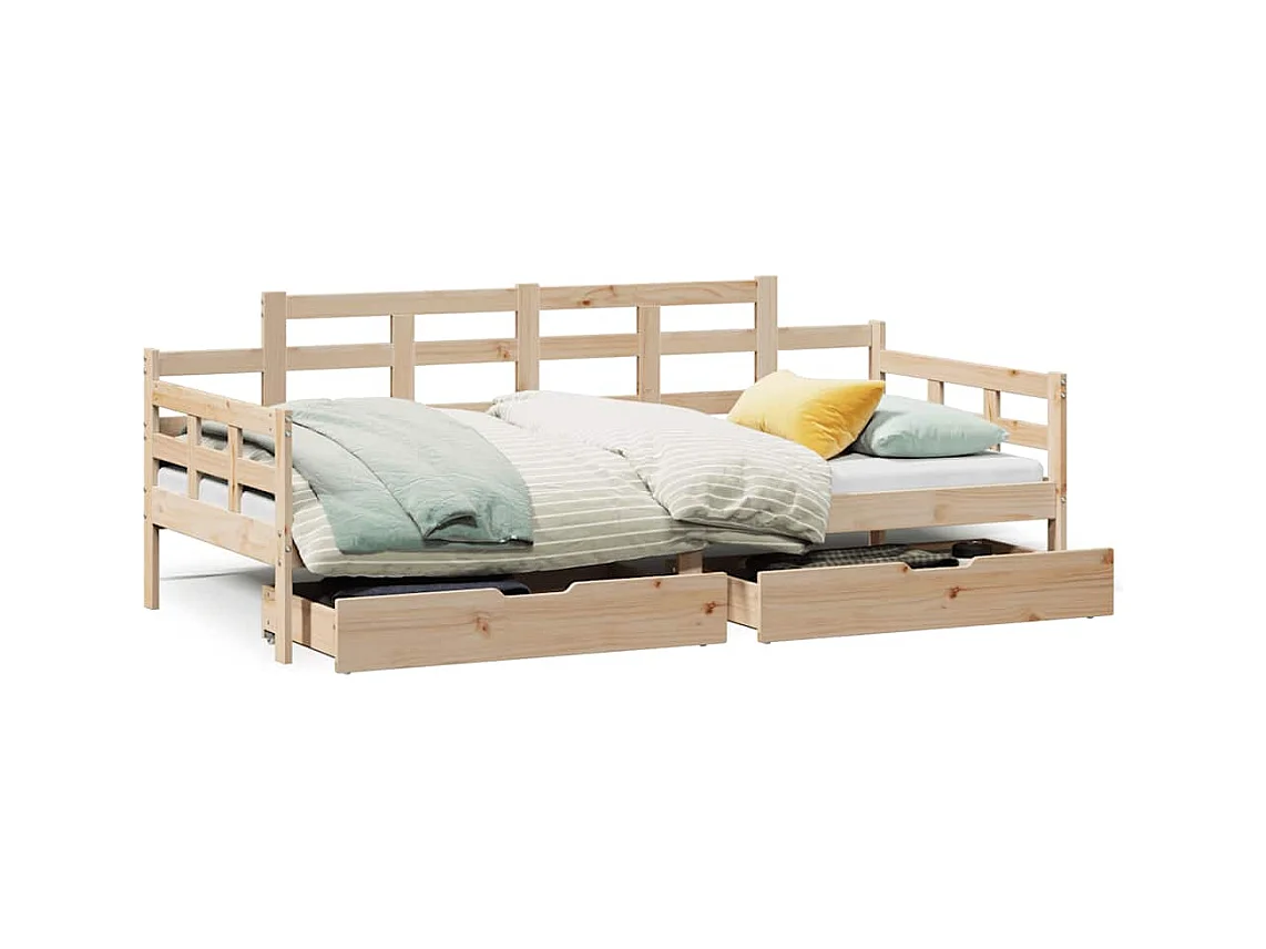 Lit de jour avec tiroirs sans matelas 90x200 cm bois massif