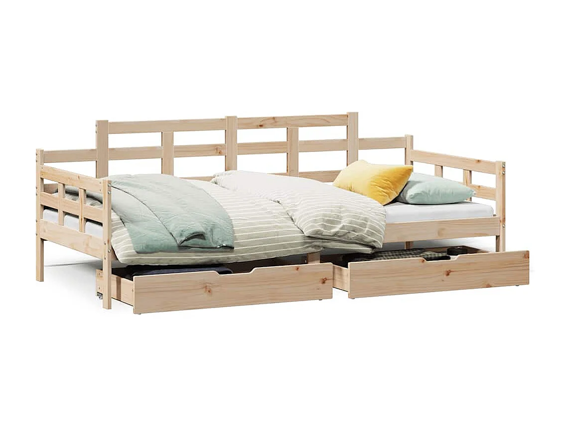 Dormeuse con Cassetti 90x200 cm Legno Massello Pino