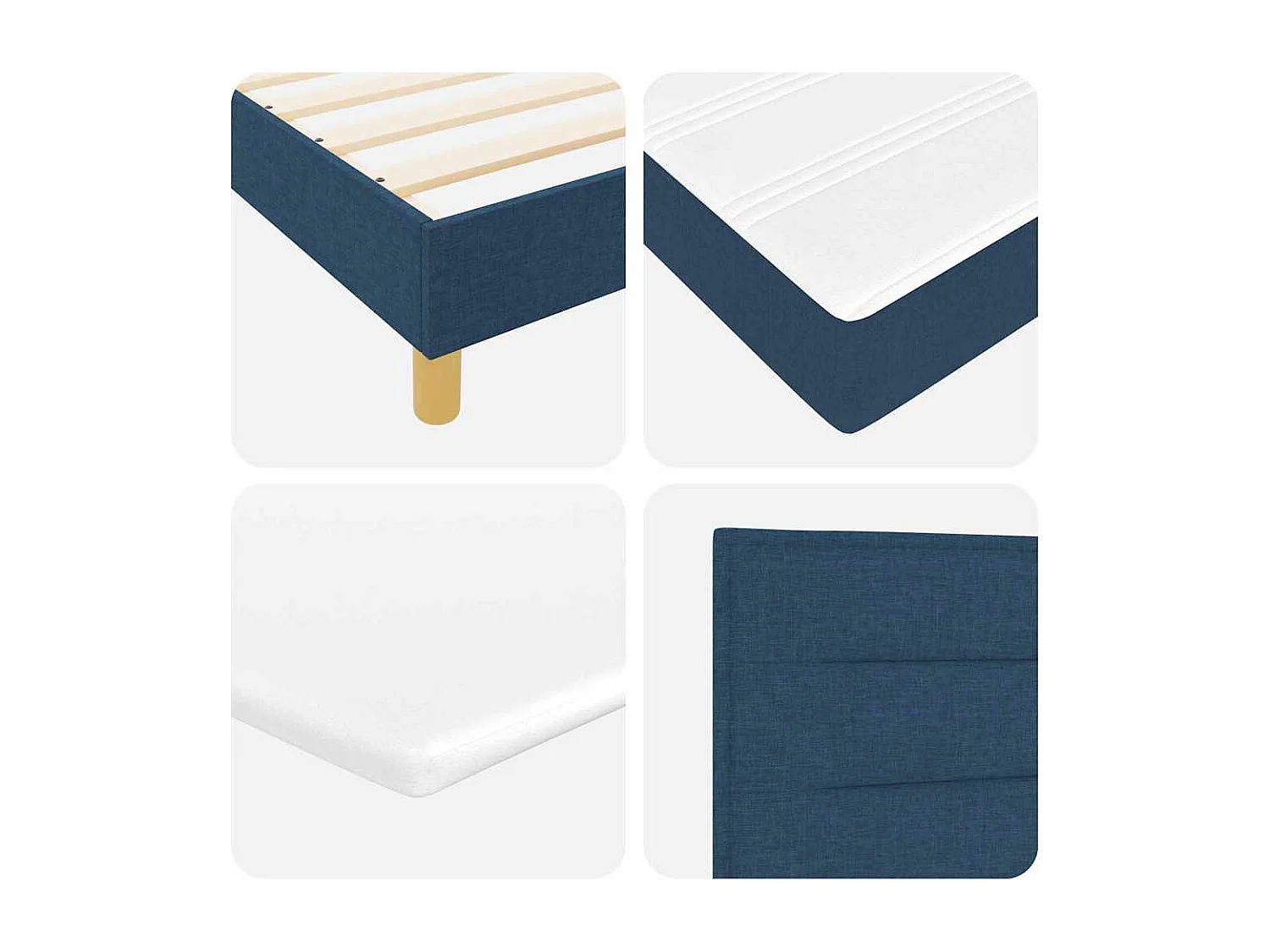 Boxspringbett mit Matratze mit Kopfteil Blau 140 x 200 cm Stoff