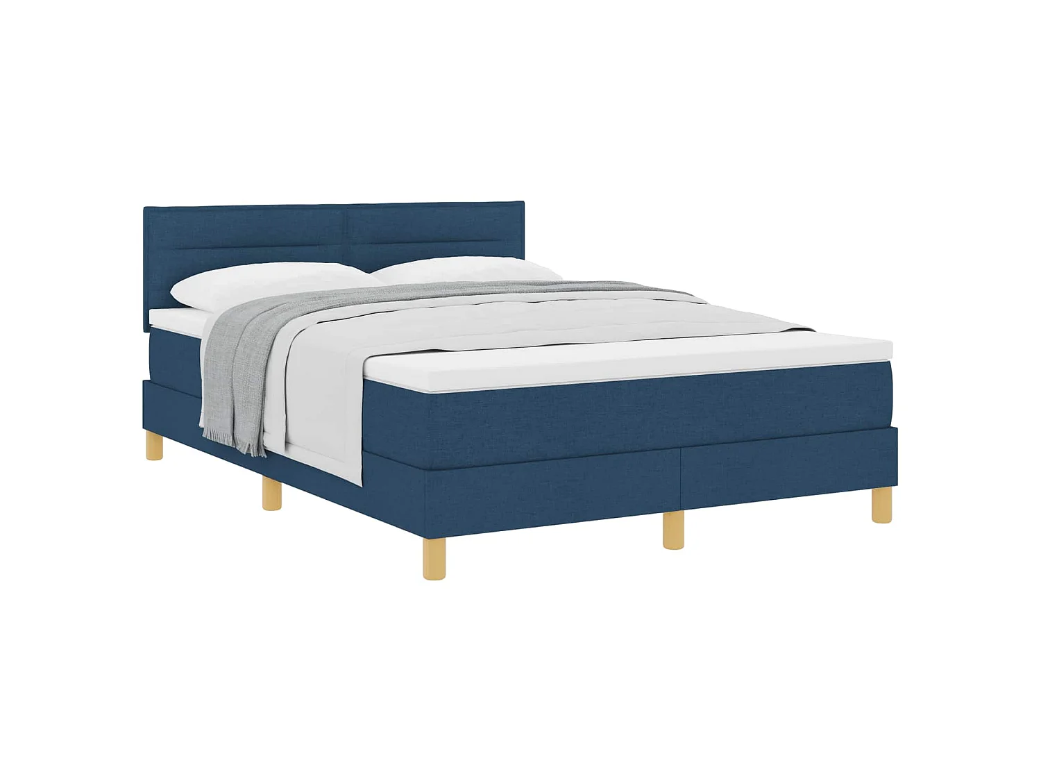 Cama Box com almofada com cabeceira Azul 140 x 200 cm tecido