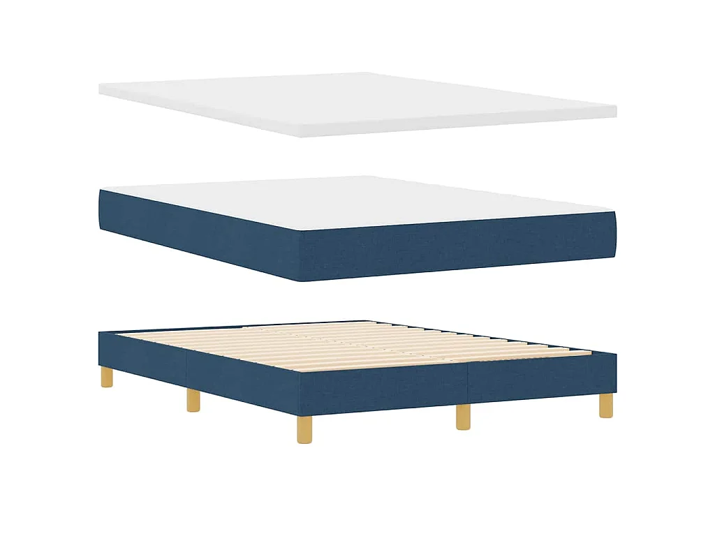 Cama Box com almofada com cabeceira Azul 140 x 200 cm tecido