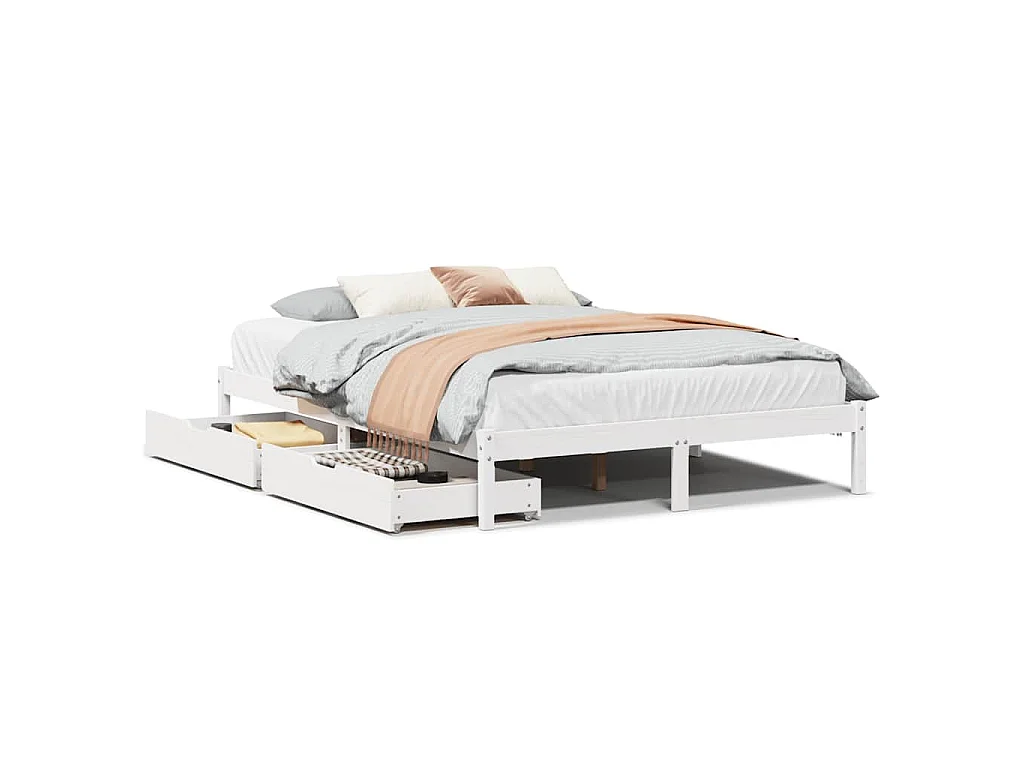 Cama sem colchão 140x190 cm madeira de pinho maciça branco