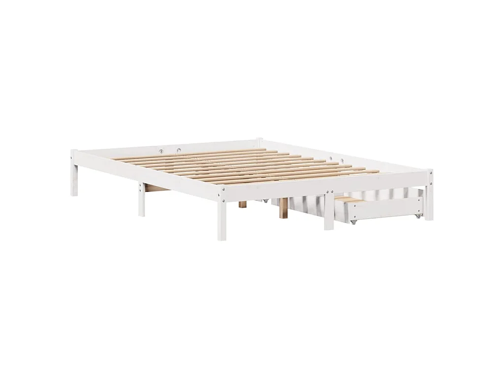 Cama sem colchão 140x190 cm madeira de pinho maciça branco