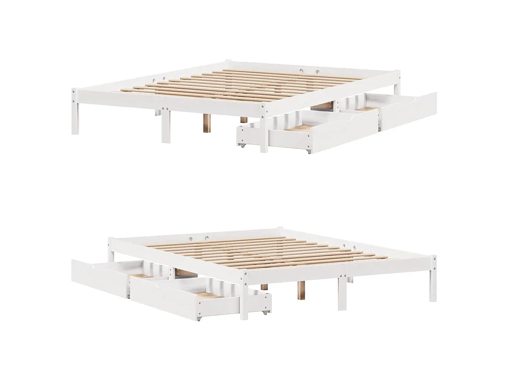 Cama sem colchão 140x190 cm madeira de pinho maciça branco